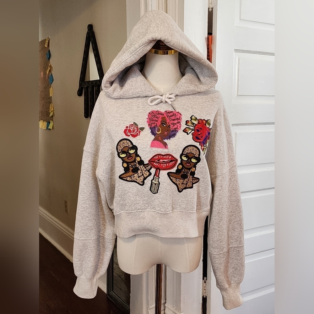 Abercrombie & Fitch Gray Graphic Zip Hoodie Size Medium